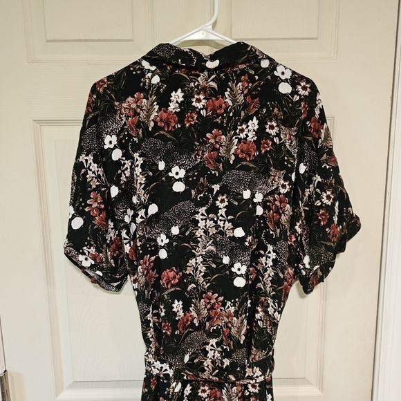 City Chic Leppard Button Down Shirt Dress Floral Animal Print - Picture 8 of 9